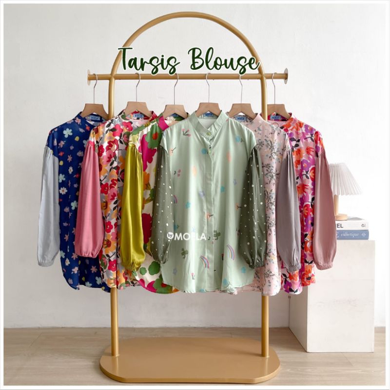 Tarsis Blouse MOELA - Blouse kombinasi rayon premium motif polkadot MOELA