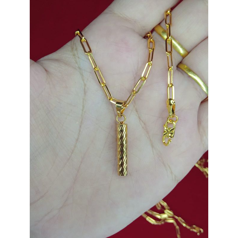 kalung paperclip bambu 50cm lapis emas 24k