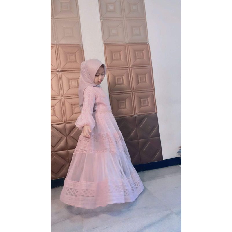BESTPROMO BESTPROMO Gamis Brukat Ohc Shanum untuk anak perempuan umur 3-15 tahun