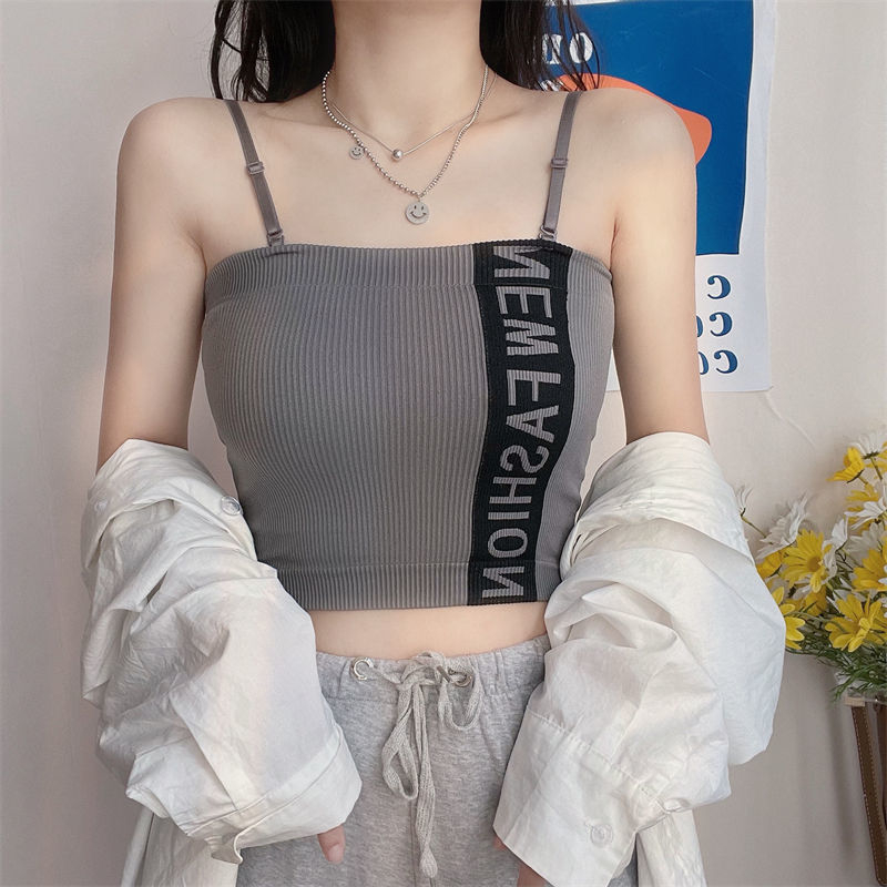 MMM Tanktop Wanita Bra 6804 Tengtop Sexy Wanita Pakaian Dalam Atasan Tanpa Lengan Kasual Crop Top Wanita Korean Style Tank Top Include Cup Bra Tali Bisa Lepas Pasang Bahan Melar Dan Nyaman Murah Import