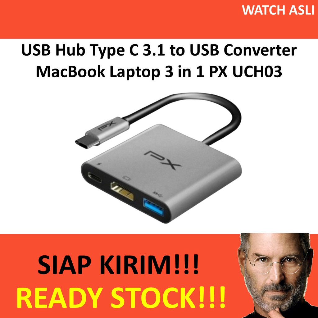 USB Hub Type C 3.1 to USB Converter MacBook Laptop 3 in 1 PX UCH03