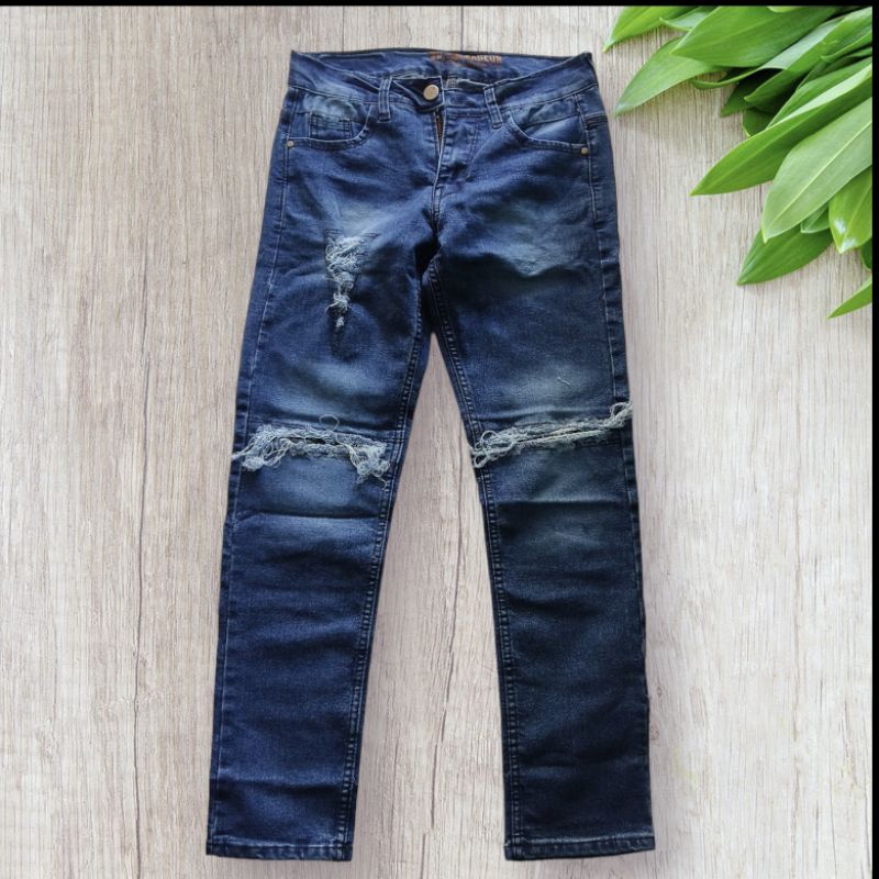 CELANA JEANS SOBEK RIPPED/ CELANA ROBEK LUTUT PRIA