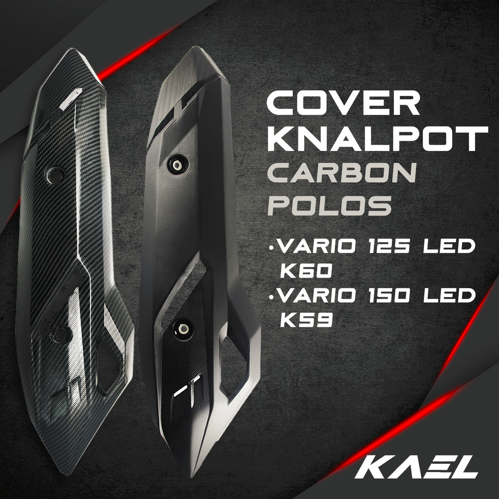 Cover Knalpot Honda Vario 125-150 New LED eSP 2015-2017 Karbon-Carbon-Hitam Polos Tutup-Tameng-Pelindung Kenalpot-Muffler-Exhaust