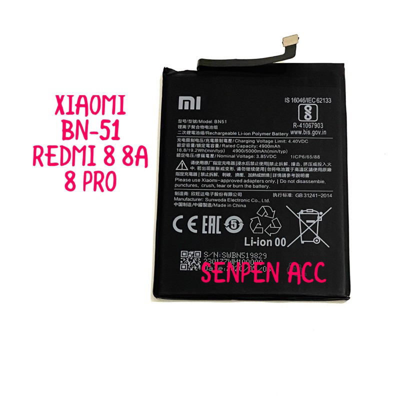 BATTERAI BATTRE BATTERY XIAOMI BN51 BN-51 REDMI 8 REDMI 8A REDMI 8A PRO