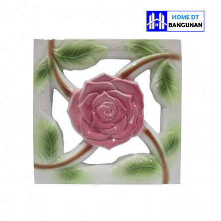 Roster / Loster Keramik Trisensa / Lubang Angin 20x20 cm Motif Mawar