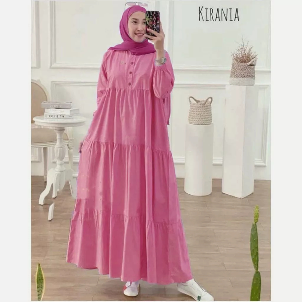 kirania dress/ kirania  gamis  premium katun//  gamis  Wanita fashion muslim/gamis wanita jumbo kekinian premium