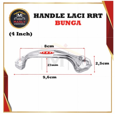 TARIKAN LACI Plat HANDLE Gagang Laci Pintu Lemari Silver Stainless RRT Bunga 4 inch 5000pcs