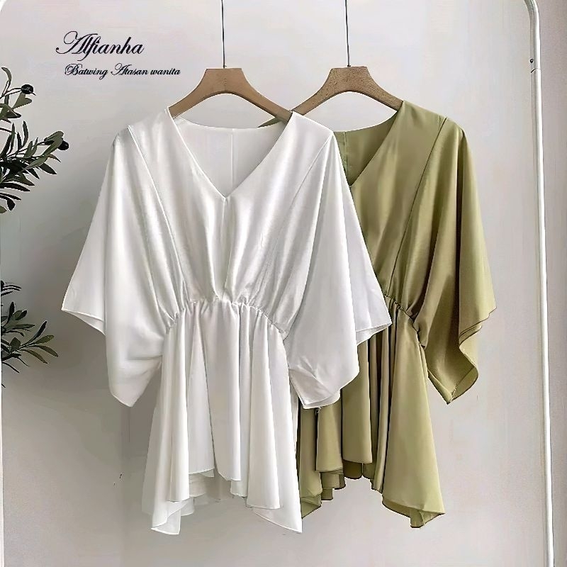 Blus Atasan wanita dewasa bahan crinkle airflow premium