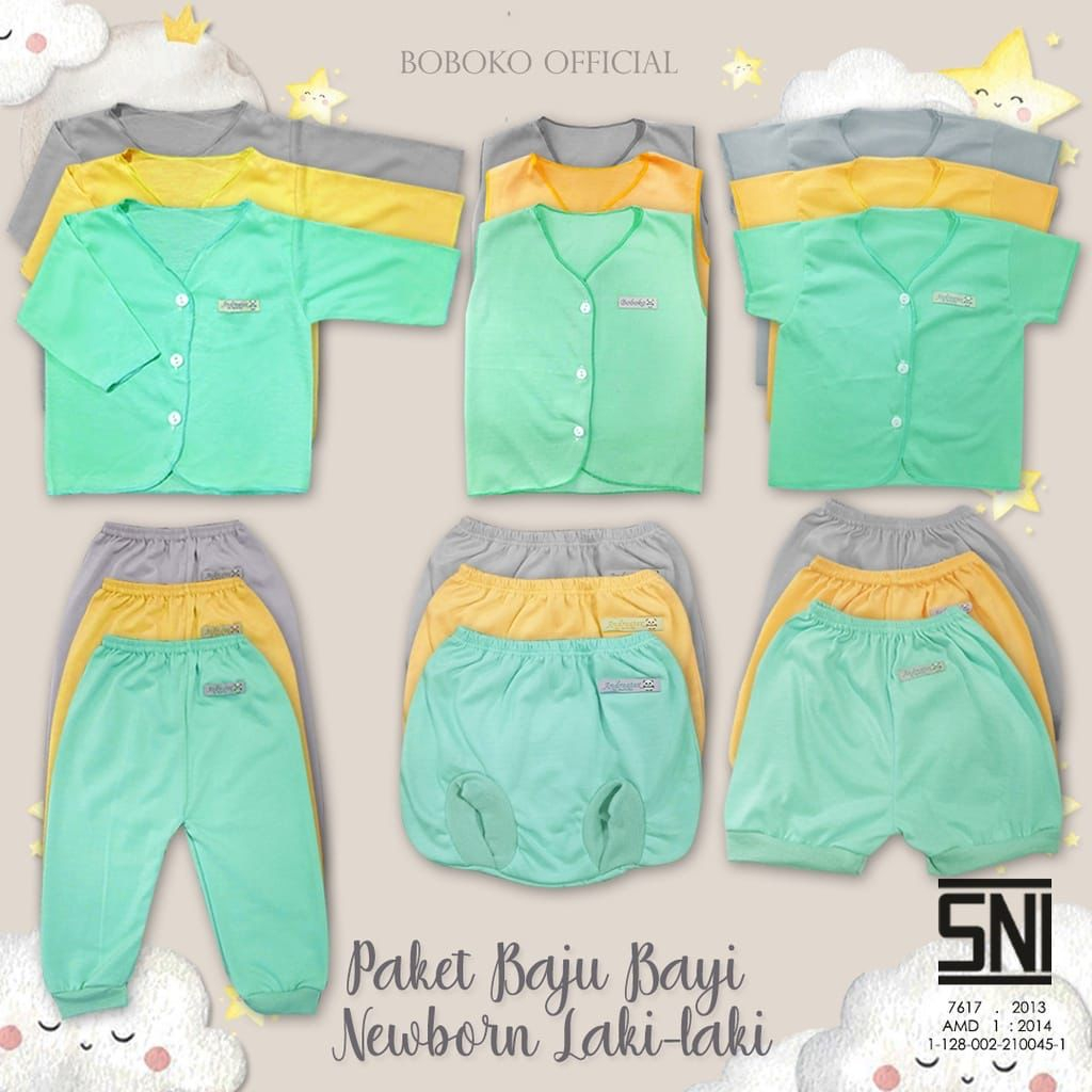 PAKET 18pcs BAJU CELANA BAYI NEW BORN / PAKET SETELAN PAKAIAN BAYI / 18 PCS Paket Lahiran Setelan Baju Bayi Celana Bayi Baru Lahir Gift Set Baby SNI