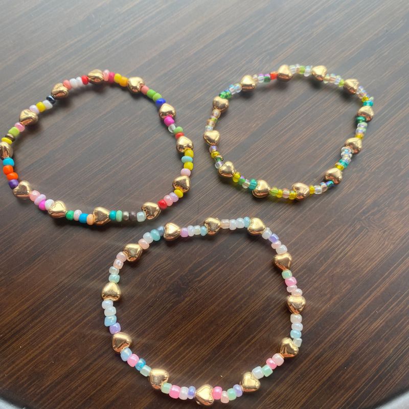 Gelang Manik Fancy Love Hati Warna Cantik