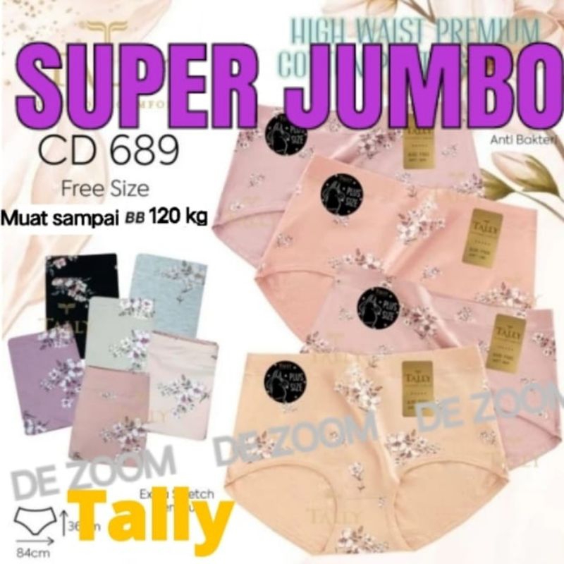 Cd 6XL Celana Dalam Wanita Tally 689 Super JUMBO muat 120 kg Bahan Katun