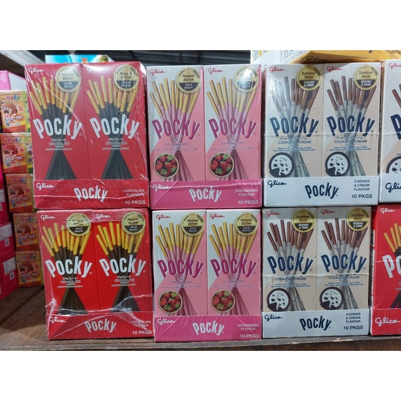 

Pocky Cookies Biskuit Stik Biscuit Stick Rasa Strawberry Stroberi Gula Cokelat Salut Cream Krim Eceran Ecer 22 Gr