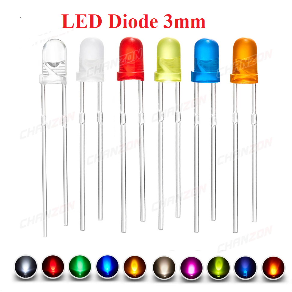 lampu led dioda diode Diffused warna F3 3mm 3 mm