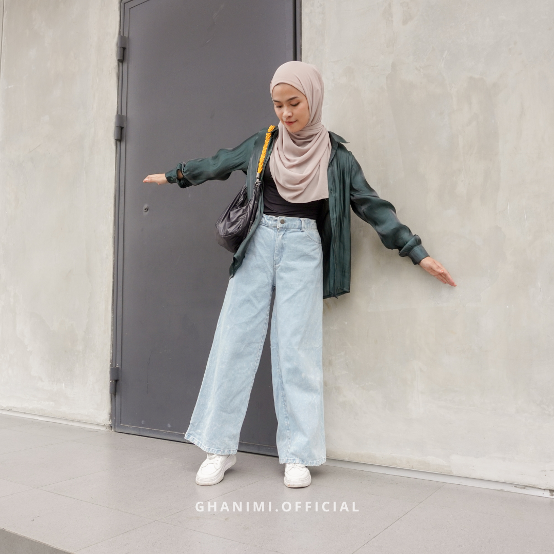 Ghanimi - Sheza Jeans / Celana Kulot Jeans / Jeans Kulot Panjang / jins kulot / kulot denim / celana denim / bawahan denim / kulot jeans