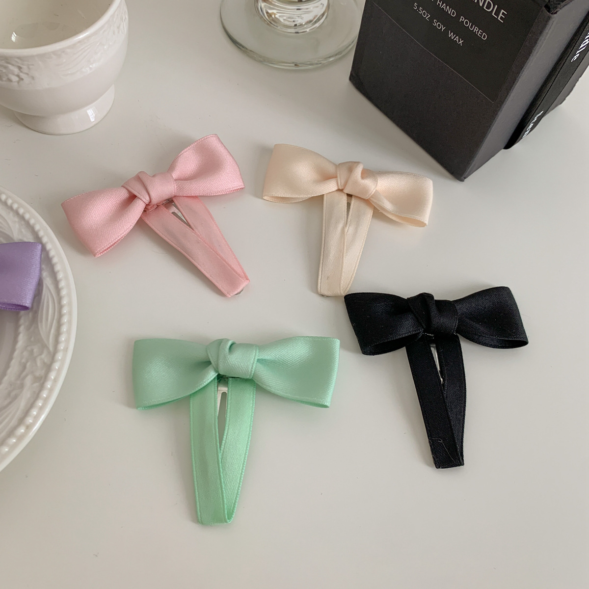 PREMIUM CANDY COLOR SATIN BOW HAIR CLIP CUTE GIRL BANGS BB BOBBY PIN JEPIT RAMBUT PONI WARNA SOFT LEMBUT PITA RIBBON KPOP KOREA KOREA AKSESORIS JEPITAN KECIL HIGH QUALITY GIRL GIRLY ANAK WANITA FAIRY