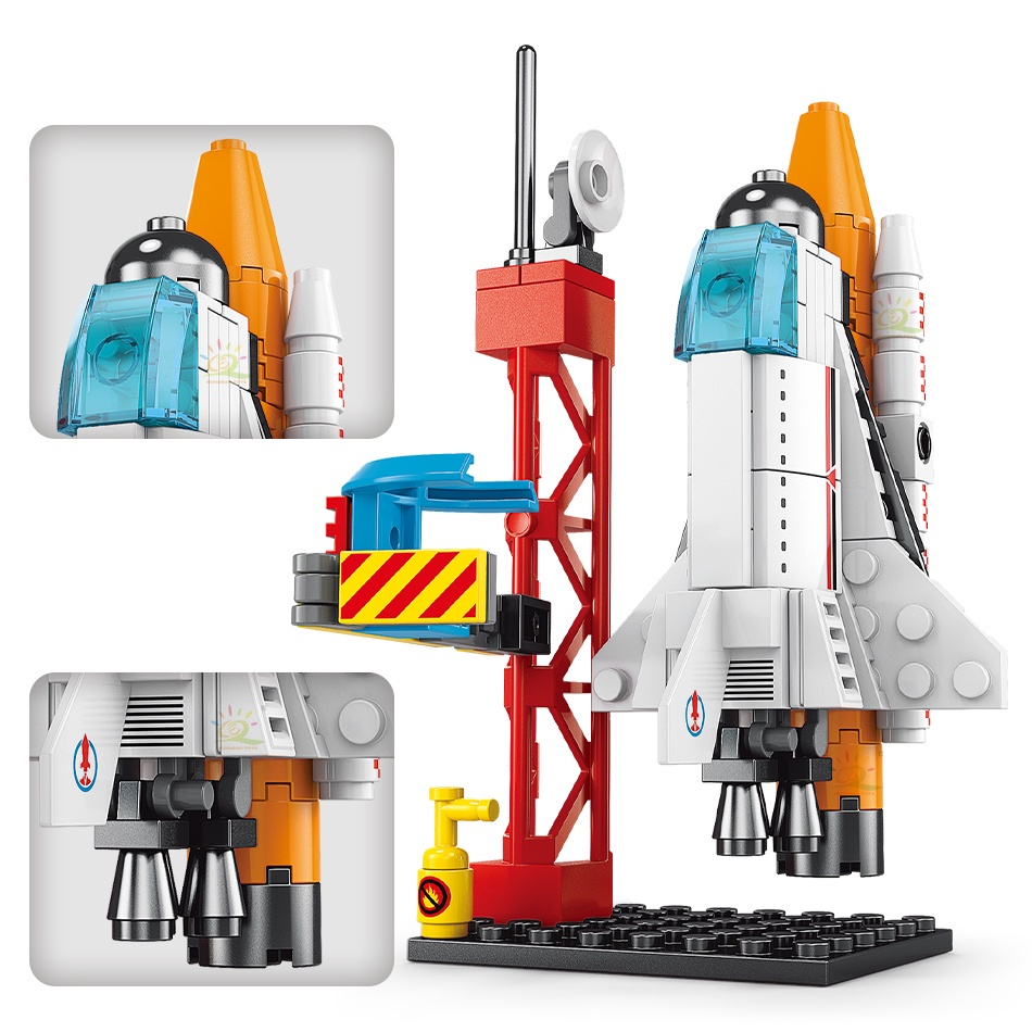 【COD】Nano Block Brick Rocket Kotak Pesawat Ulang-alik Peluncuran Roket 3D Puzzle Mainan Balok Susun