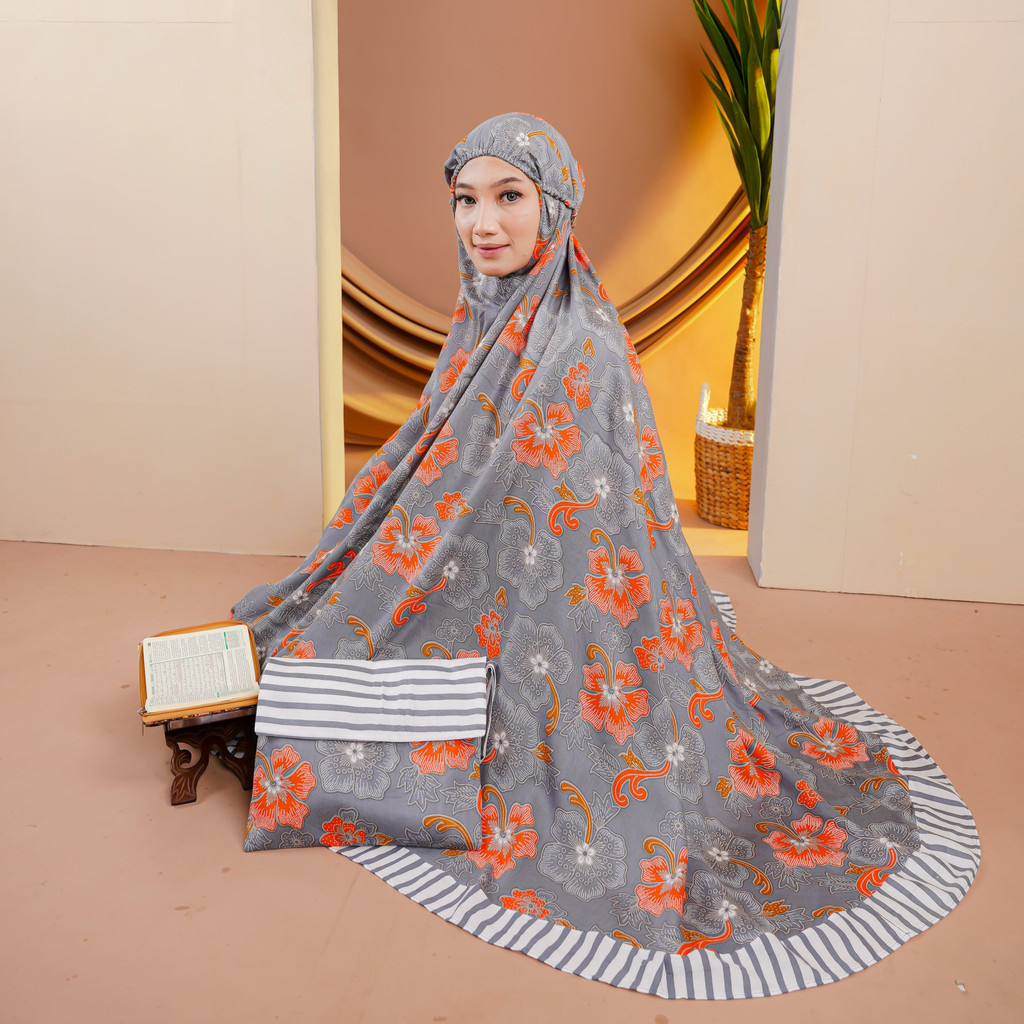 Mukena Dewasa JUMBO Rayon Bali AQILAH Rempel Batik Putri Dania