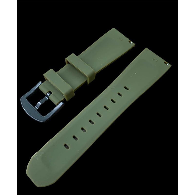 Strap tali jam tangan silicon lembut hijau lug 24mm Quikreales