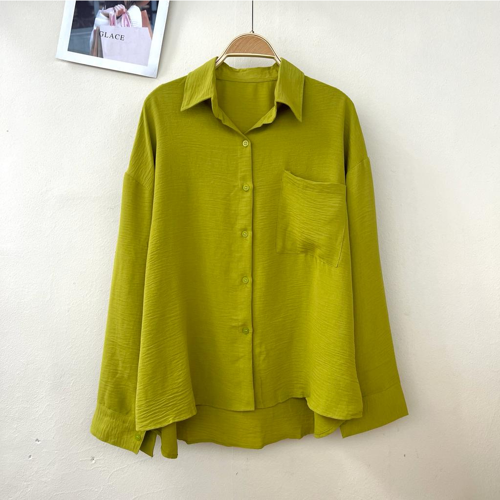 Kemeja Oversize Wanita Bahan Crinkle Airflow