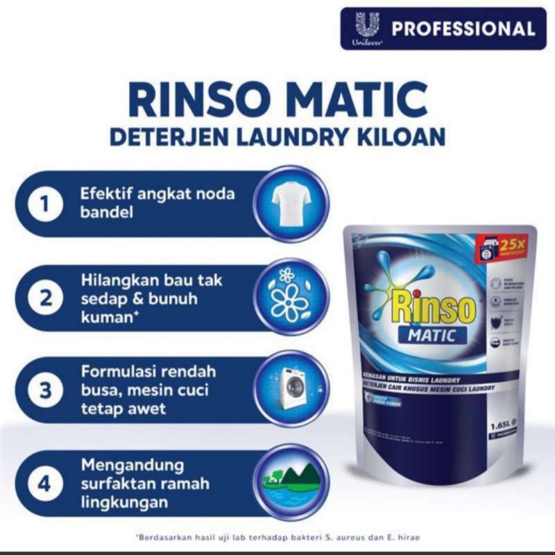 RINSO METIC DETERJEN LAUNDRY KILOAN 1,65 L X 6 PCS / DETERGEN / RINSO