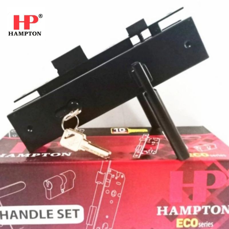 Kunci Plat Pintu Kayu Hampton Set Besar 40x85 Komplit Set Warna Hitam