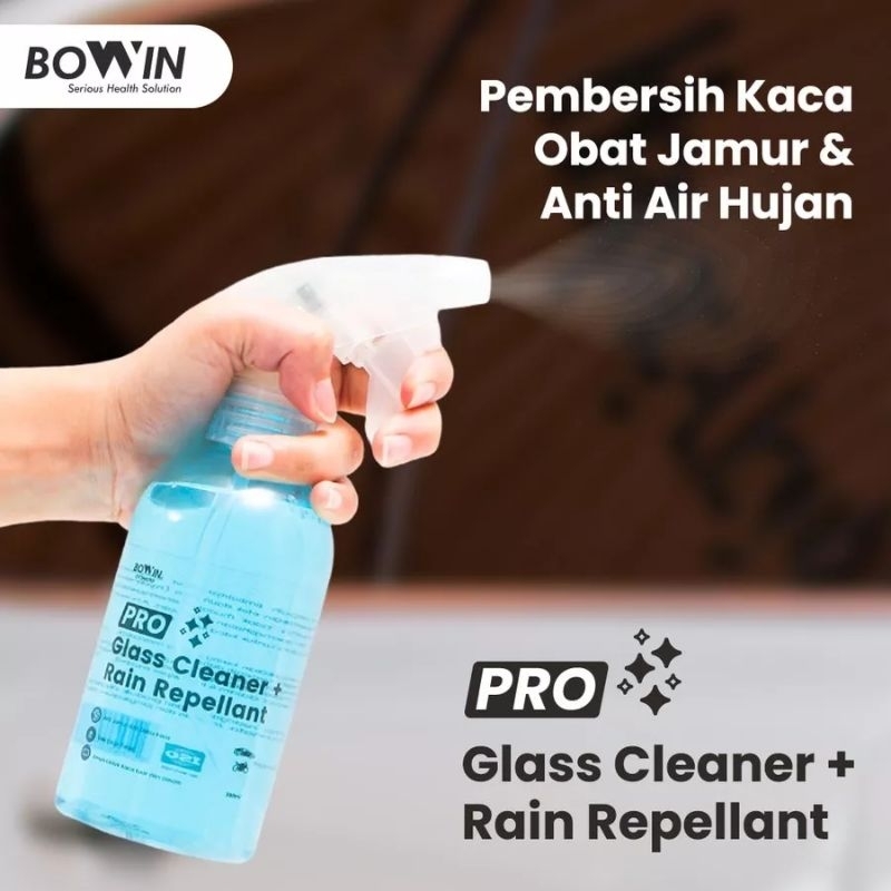 Bowin Glass &amp; Repellant, Pembersih Kaca, Anti Jamur, Anti Air hujan / Efek daun talas