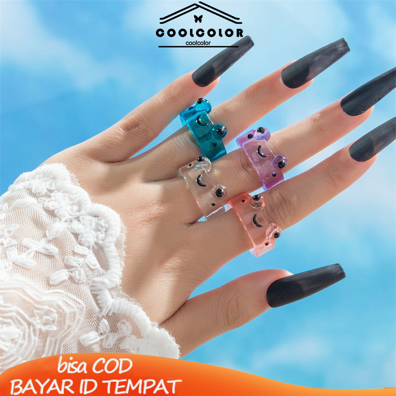 COD❤️Katak Resin Cincin Warna-warni Kepribadian Hewan Kartun Cincin Jari Lucu- cl