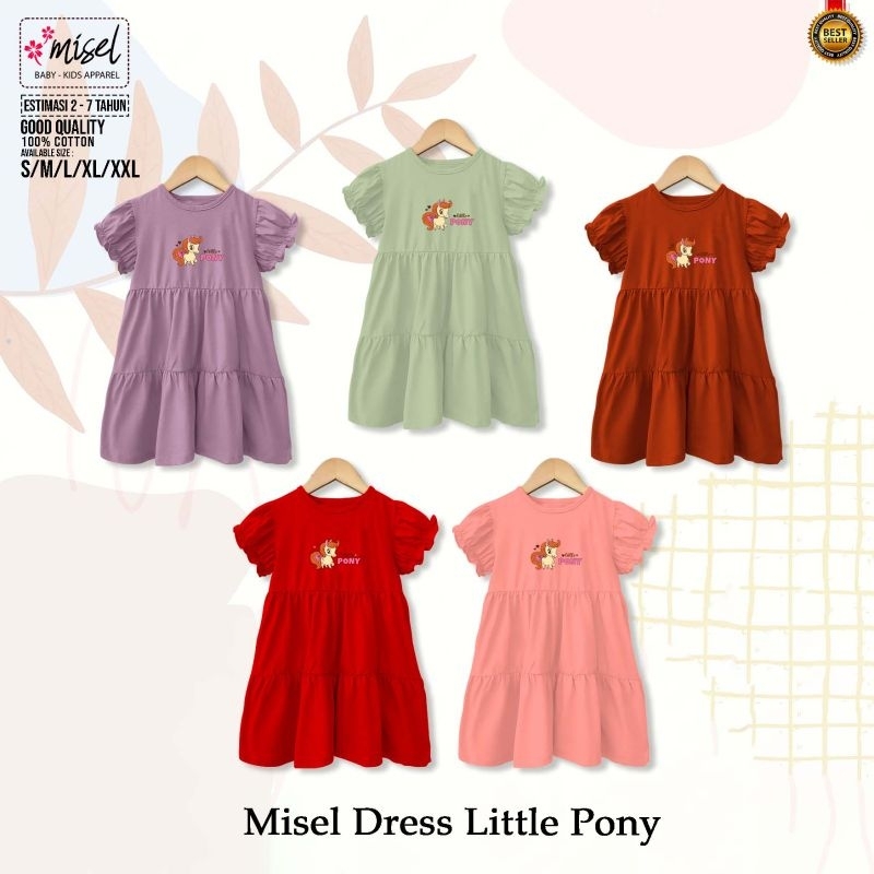 Baju Dress Anak Perempuan Cewek Terbaru Viral Kekinian Korean Style Misel Dress Little Pony 2 3 4 5 6 7 Tahun