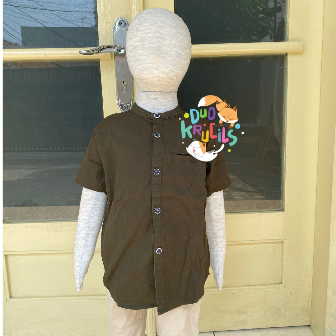 KEMKO kemeja koko polos anak OLIVE GREEN bahan super premium by sajuak kids