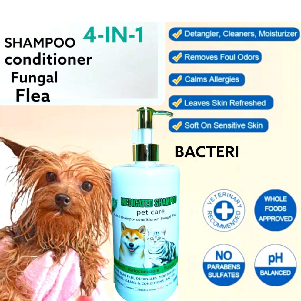 shampoo sulfur  kucing dan anjing 500 ml ampuh anti kutu jamur bacteri membantu melebatkan bulu