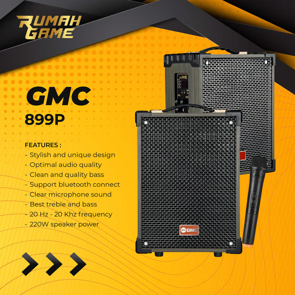 Speaker Portable GMC 899P Bluetooth Karaoke 2 Mic Wireless High Power