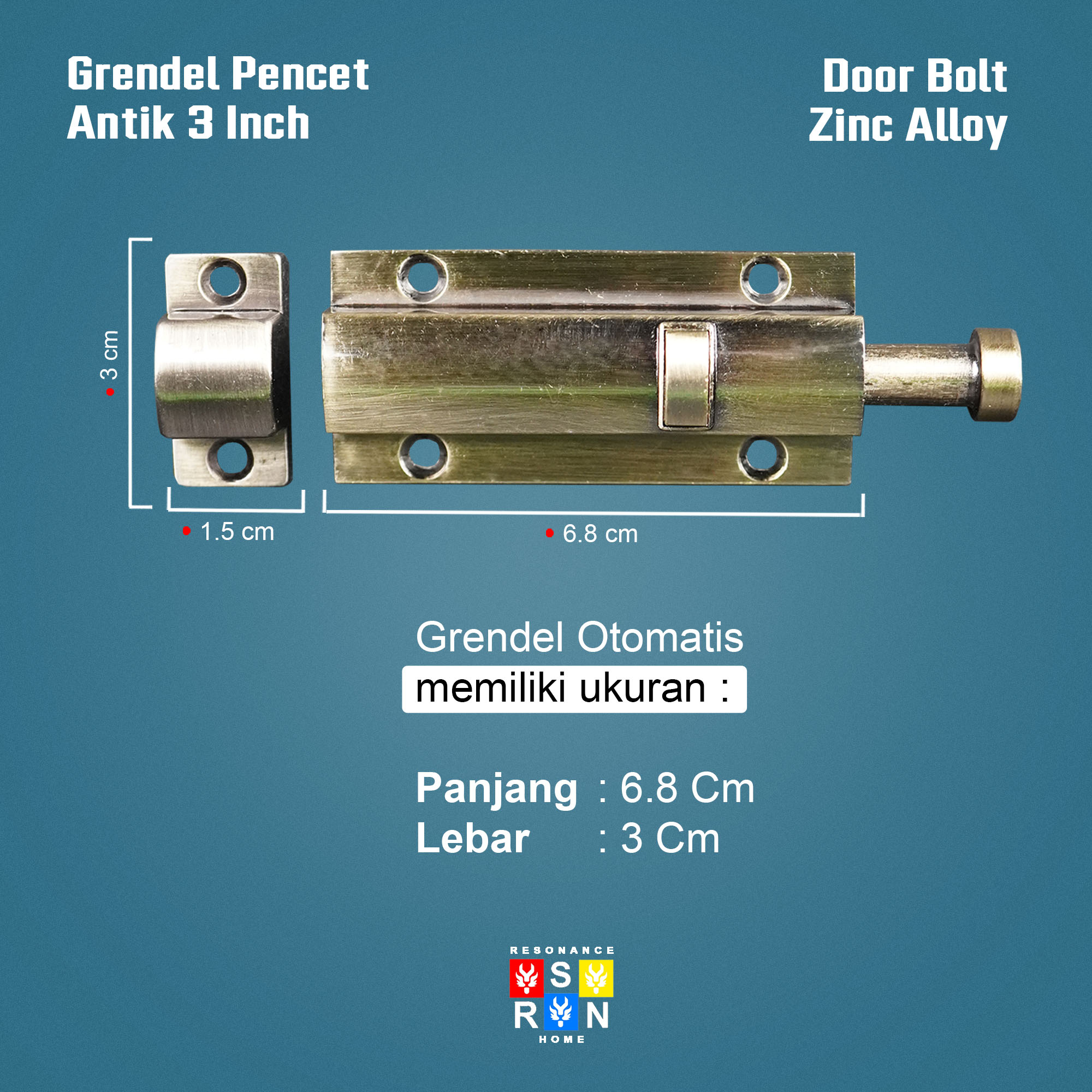 Grendel Pintu Pencet Otomatis / Antik 3 Inch RESONANCE HOME