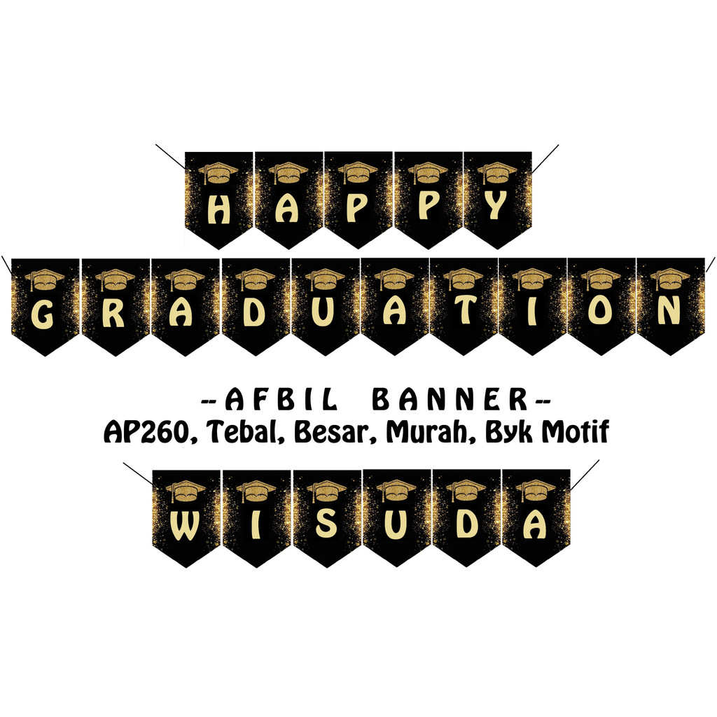 Banner Tulisan Wisuda Happy Graduation / Dekorasi Hiasan Kelulusan Perpisahan Wisuda Graduation