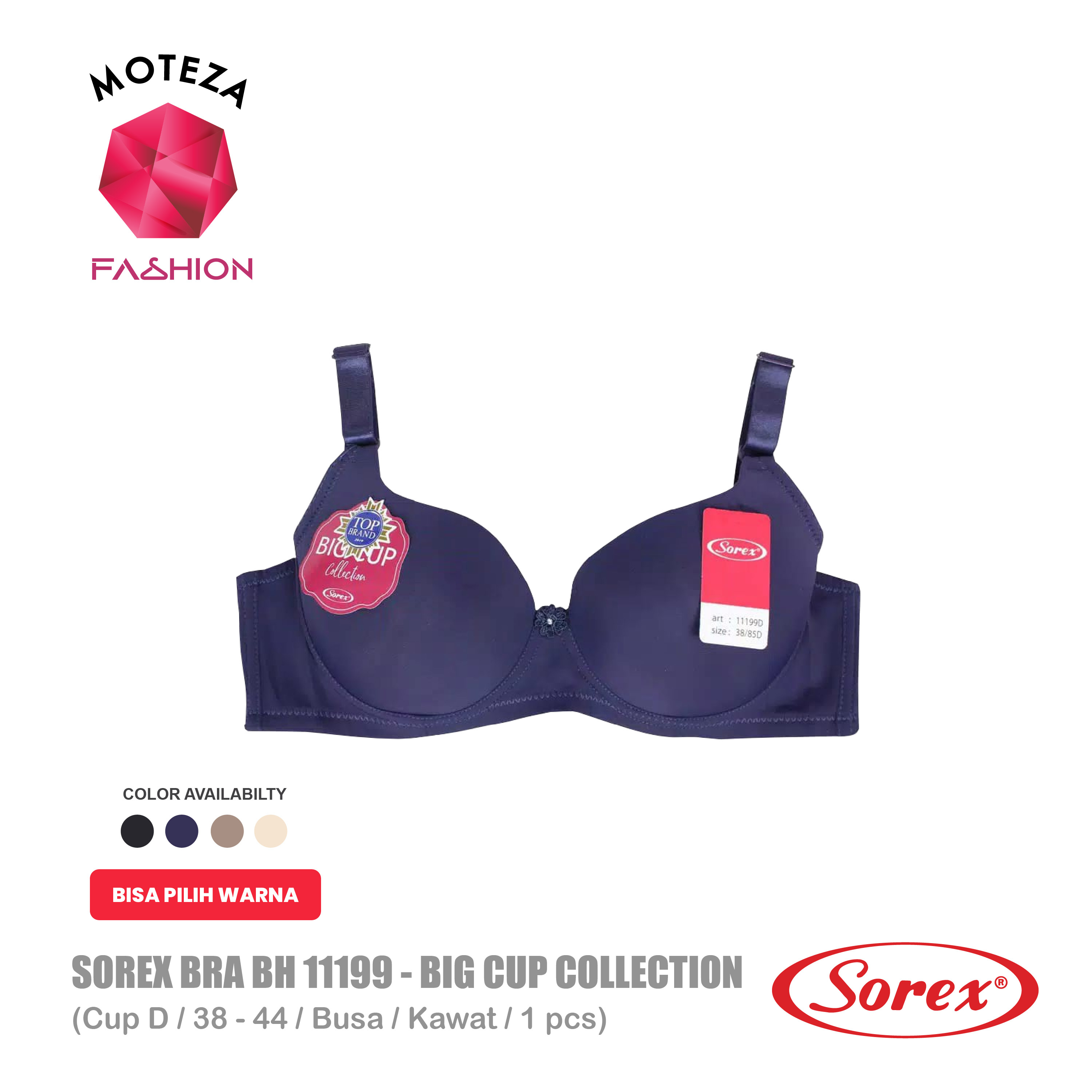 Sorex Bra Wanita - BH 11199 Busa Tipis Cup D Besar / Kawat Kait 3 BIG CUP Collection