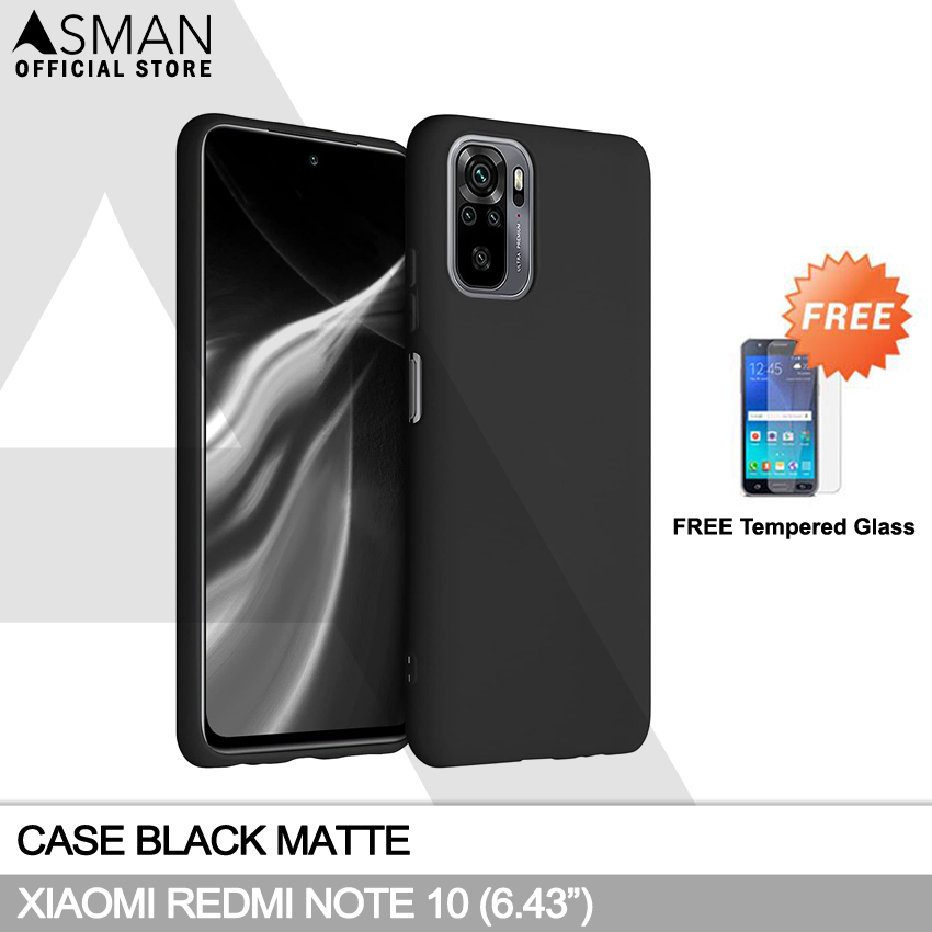 Ultraslim Xiaomi Redmi Note 10 (6.43&quot;) | Soft Case Black Matte + FREE Tempered Glass