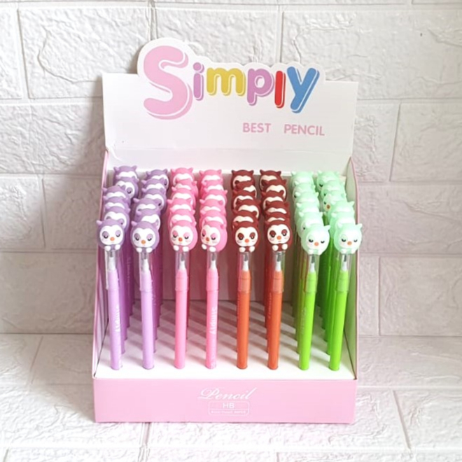 

(DAPAT 4 PC) Pensil Bensia Kepala Boneka OWL / Pensil Susun Sambung