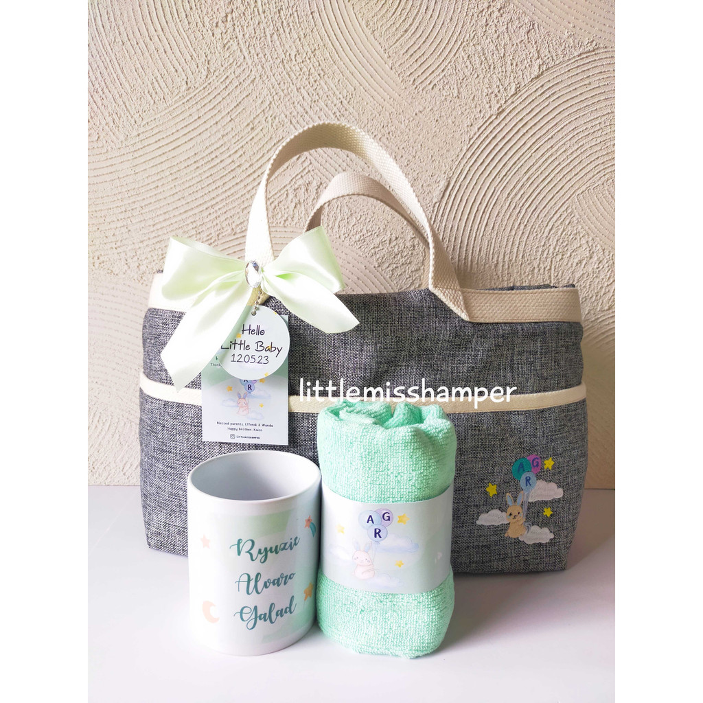 

Extended bag Souvenir Hampers Baby - extension tas kanvas dengan mug dan handuk