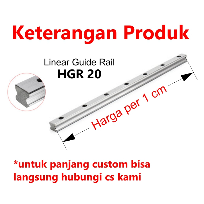 [HAEBOT] HIWIN Linear Guide Rail HGR20 HGR 20 10mm 1cm Rel CNC Laser CO2 Router Milling Plasma HGH20 Motion Industri Full Triplek Mesin Mekanik Otomasi