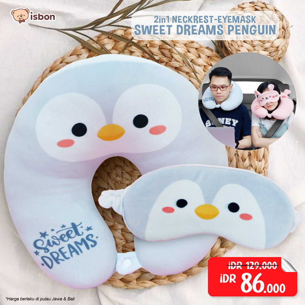 ISTANA BONEKA Balmut Bantal Selimut Karakter Pinguin Sweet Dream Soft Grey Cocok Untuk Traveling Bahan Hangat dan Lembut