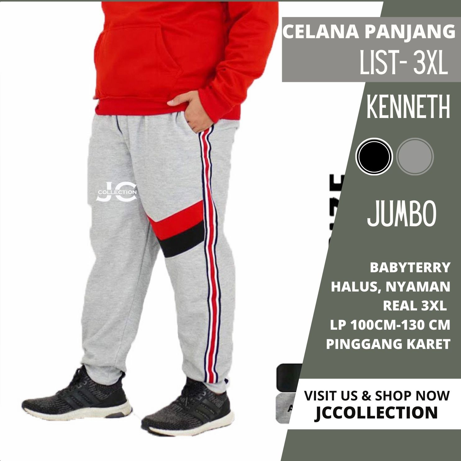 Celana Jogger Pria Jumbo Size Kenneth 3XL /  Celana Panjang Big Size - JCCollections