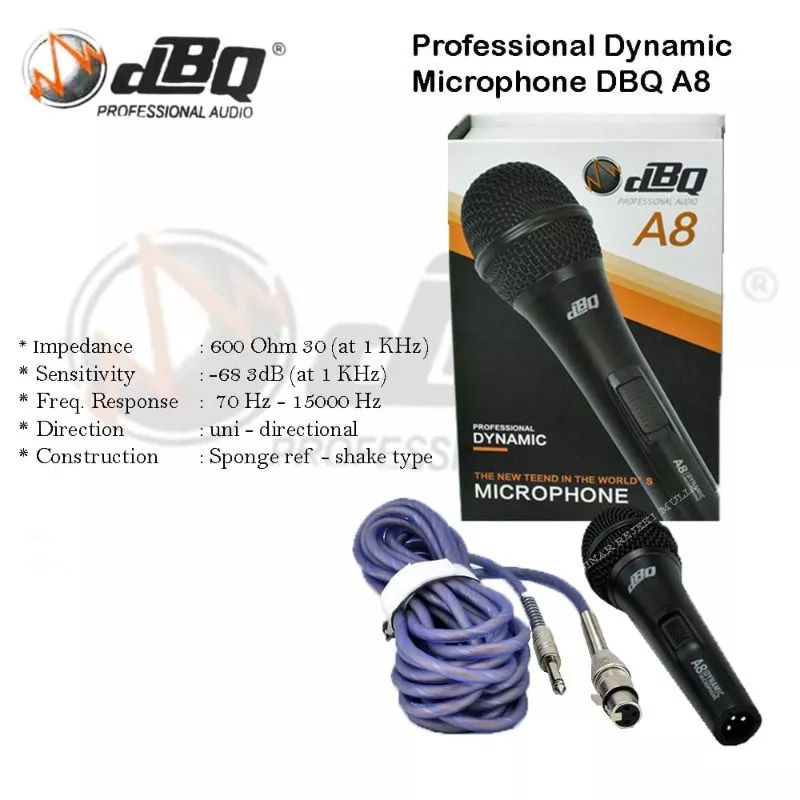 Mic Dynamic kabel DBQ A8 A 8 Mik Original Asli Microphone