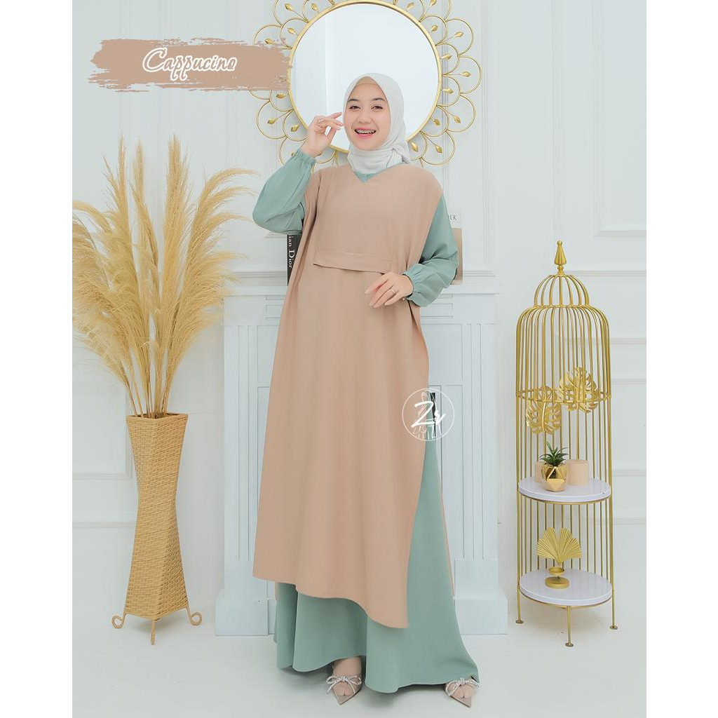 dress Liya klarissa viona ori zr gamis lebaran itycrepe polos plus outhe rempel bahu modis trend selebgram busana muslim wanita terkini