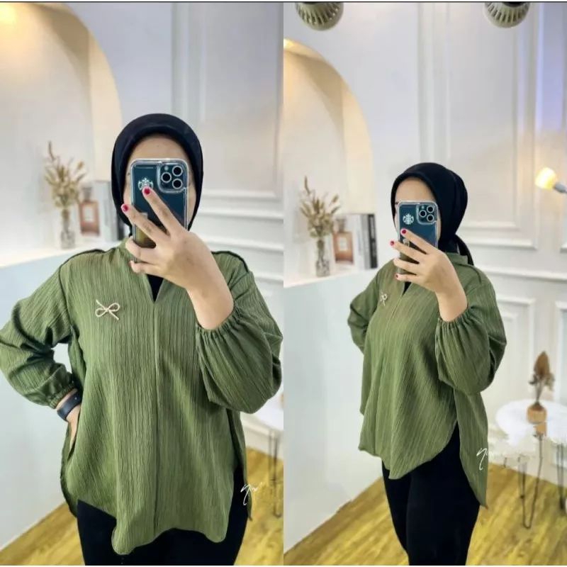 Kemeja Livia Blouse wanita Lady Crush // Kemeja Style Korea Polos Bestseller