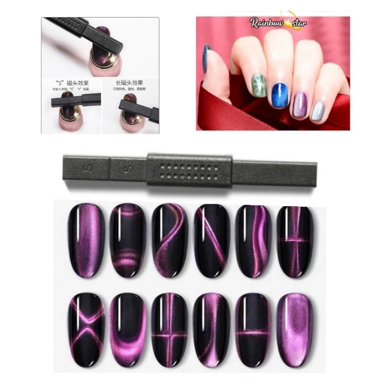 Stick Magnet Cat Eye Nail Gel Persegi Panjang