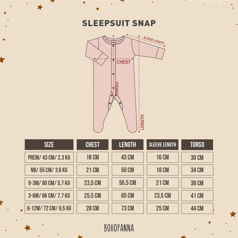 Bohopanna Sleepsuit NEW Color (Model Kancing/Snap) Bohobaby Sleepsuit