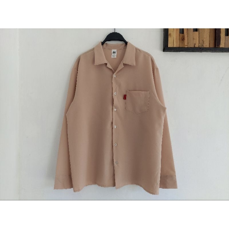 kemeja open collar lengan panjang awesome apparel size M
