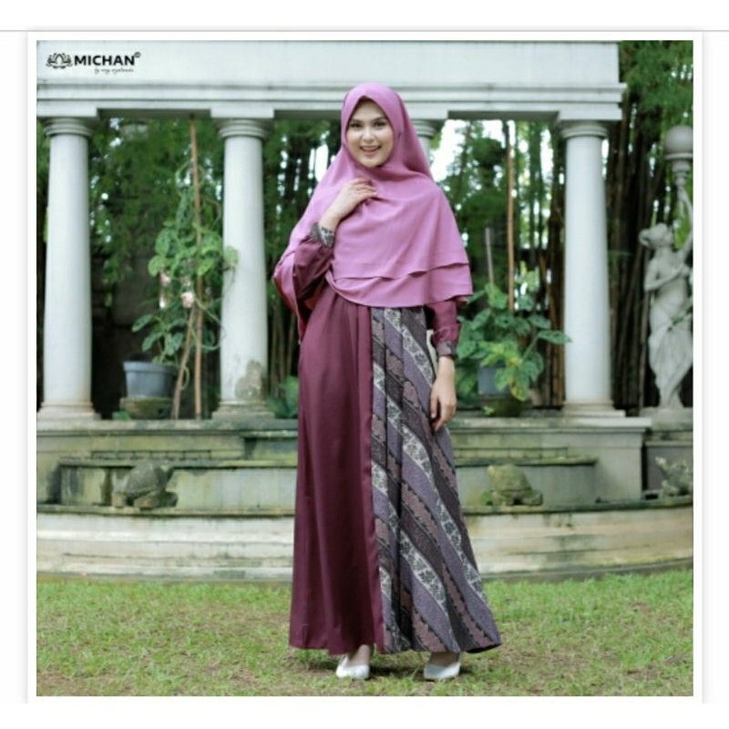 Hilya dress michan/gamis batik syari/gamis toyobo michan/gamis busui