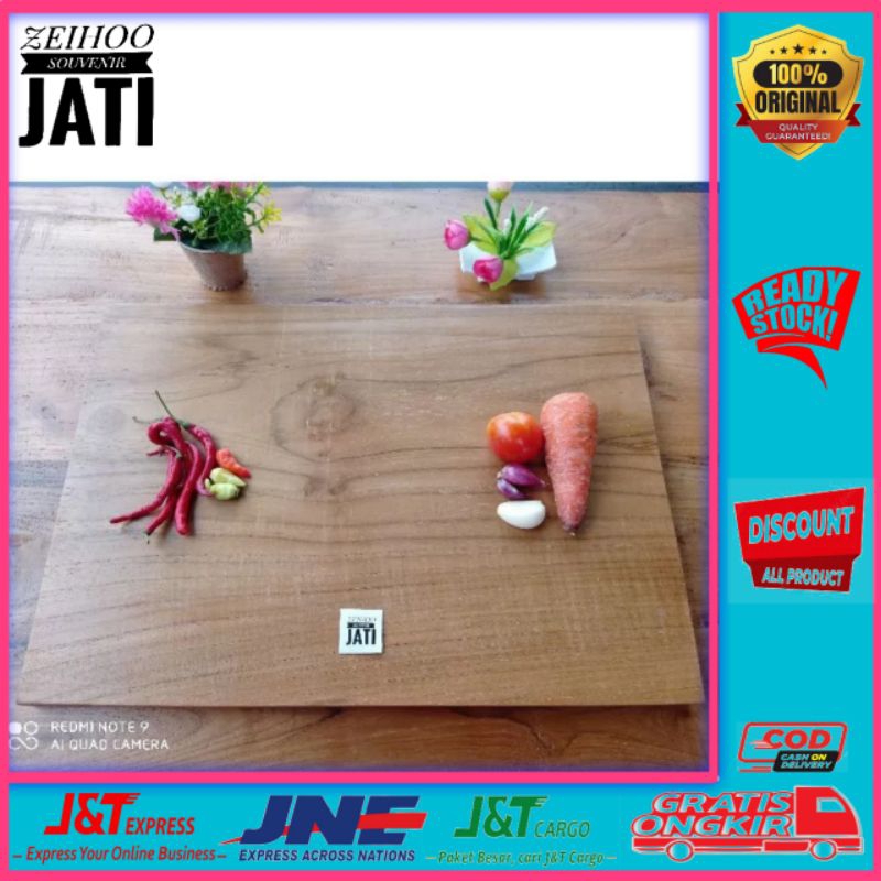 Telenan kayu jati persegi 40x30x2cm