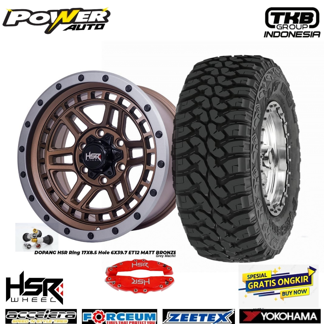 paket lengkap velg+ban offroad ring 17 lobang 6 buat hilux pajero dll