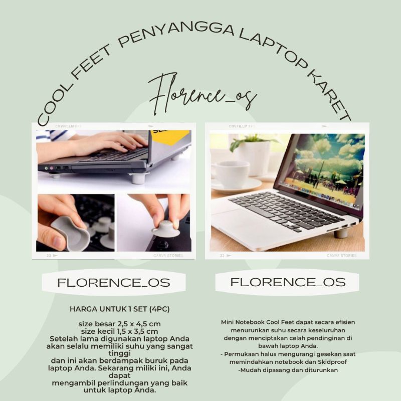FLO - Cool Feet Notebook penyangga laptop - Karet Pengganjal Laptop